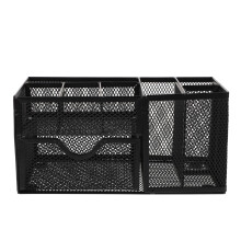 1Zwarte Metalen Mesh Organizer Met Lade Voor Kantoorbenodigdheden