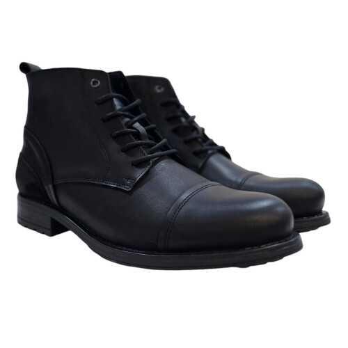 (10 UK, Black) Firetrap Mens Focus Leather Block Heel Boots 2