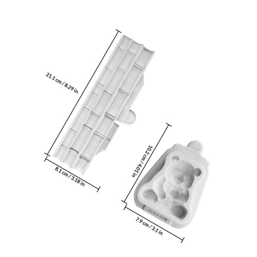 2St Multifunctionele Panda Silicone Mallen Voor Cake En 1
