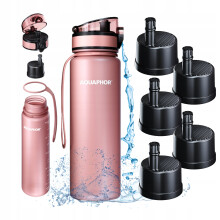 Aquaphor City Powder Pink 0,5L Vandfilterflaske Til Skole, Arbejde, Løb