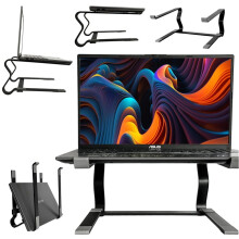 Alogy Laptop Holder til Macbook Tablet 18" Stand Foldbar Justerbar Aluminiumsskrivebord 25 x 26cm Sort