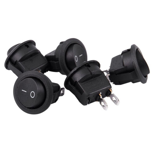 30Pcs SPST Black Button /Off Round Rocker  AC 6A/250V 10A/125V 1
