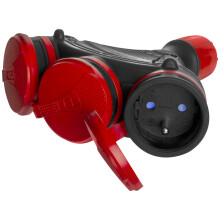 Multipresa Kel presa di corrente gn-x3 3 uscite ip54 nera/rossa