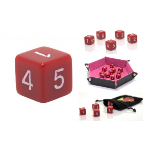 1,6 cm RPG rød sekssidet D6 terning