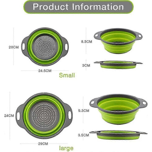 Criathar Fillte Ciseáin Tacar de 2 Criathar Cistine Silicone Babhta - 1 Mór 1 Beag 1