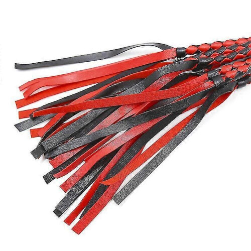 Χειροποίητα χαλαρά μαστίγια με πολλαπλές μαύρες και κόκκινες πλεγμένες λαβ 1