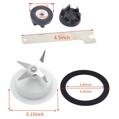 Compatible with Kitchenaid 4 Leaf Blender Blade And Blender Coupler With Spanner 1