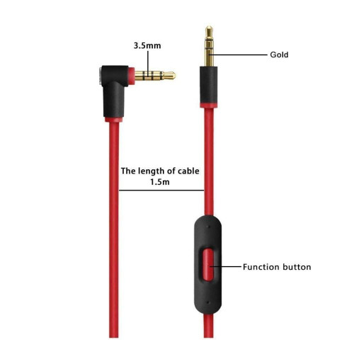 Câble de remplacement compatible avec Beats Audio, doté d'une télécommande et d'un micro intégrés, pour casques Beats by Dr. Dre (Soloh 1