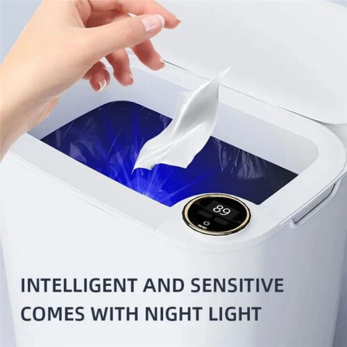 Intelligent Sensor Trash Can with Display Charging Automatic Waste Bin for Bathroom Kitchen Toilet Wastebasket 1
