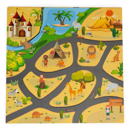 Skummatte for barn safaripuslespill 9el 93x93cm 1