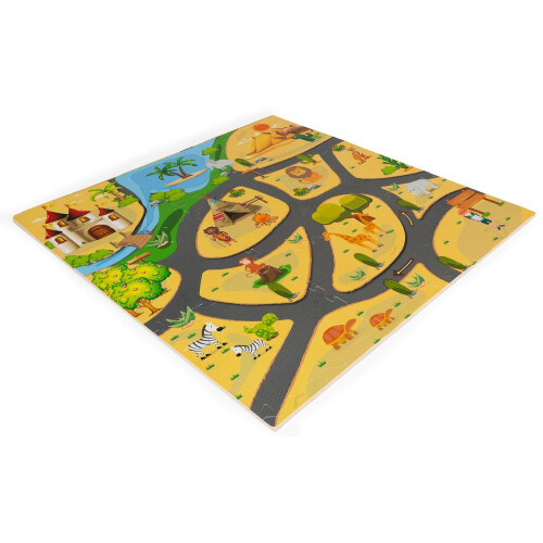 Skummatte for barn safaripuslespill 9el 93x93cm 2