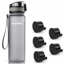 Aquaphor City filterflaske 500 ml + 5 filtre, grå