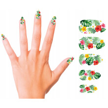 Kunstige negletipper HAWAII Tropiske helligdage sommerblomster blade 12 stk.