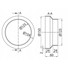 Rund reduktion 150/125 mm udluftningsåbninger 118