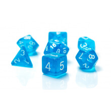 Himmelblå RPG terningsæt med 7 gennemsigtige terninger