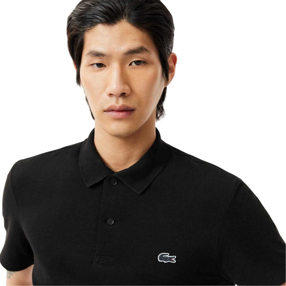 Lacoste (L, Black) Mens Chest Logo Regular Polo Shirt