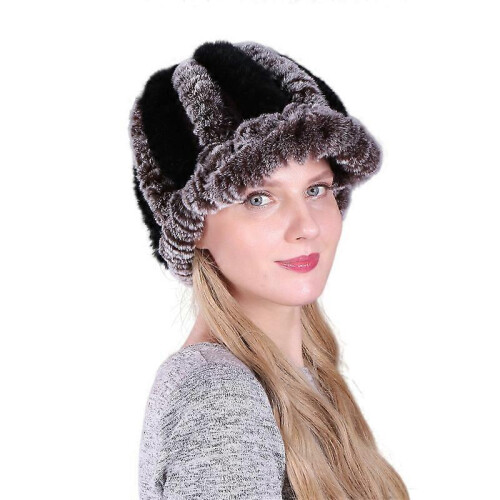 (5) EVAGO Women's Rex Rabbit Fur Knited Baseball Caps