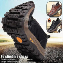 (Brown, 40) EVAGO Outdoor Mountaineering Shoes New Style Warm And Waterproof Men's Shoes Pu Leather Slip Resistant