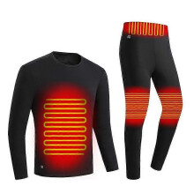(XL, Men black) Men And Women Intelligent Heating Underwear Winter Cold Plus Thickening Whole Body Warm Usb Electric Heating Underwear Set