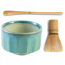 Matcha te-sæt blå grøn japansk skål piskeris chasen ske