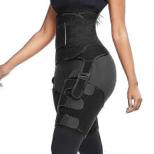 (L, Black) Women's 3 In 1 Waist Trainer Shaping Neoprene Thigh Shaper