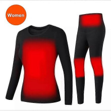 (4XL, Women black) Men And Women Intelligent Heating Underwear Winter Cold Plus Thickening Whole Body Warm Usb Electric Heating Underwear Set
