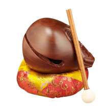 (3inch) Mokugyo with Mallet and Mat, Wooden Fish Balsam Wood Temple Block, Zen Drum Meditation Percussion Instrument 25-26s