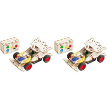 2X Kit Carro Controle Remoto Madeira Faça Você Mesmo, Carro Corrida com Tração Nas Quatro Rodas, Kits Experimentos Científicos para Adolescentes