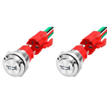 2X Horn Button 12V 20A Heavy Duty 16MM Metal Horn Speaker LED Stainless Steel Momentary Push Button