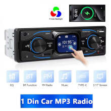 2X Autoradio MP3 1 DIN, Écran Tactile 2,17 Pouces, Prise en Charge USB//AUX, Lumières Colorées, FM