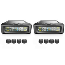 2X Externe Bandenspanningssensoren voor Auto'S Zonne- TPMS-Bandenspanningscontrolesysteem Bandenalarm Digitaal Display