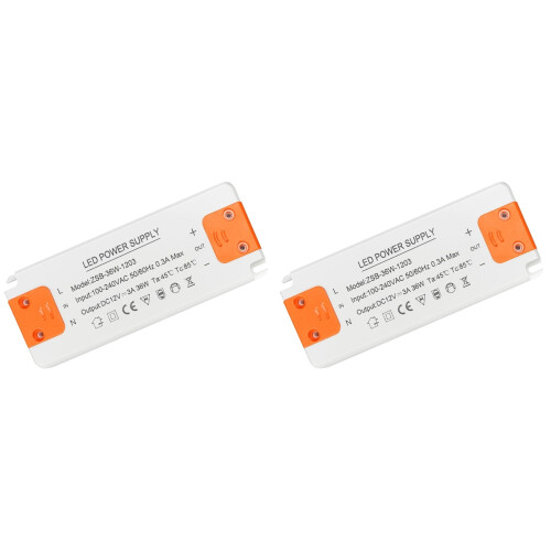 2X LED-Transformator 12V-Voeding, Transformator 230V Naar 12V LED, 36W 3A LED-Drivertransformator, LED-Laagspanningstransformator
