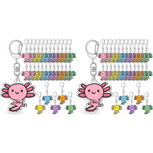 48 Stuks Axolotl Charm-Sleutelhangers - Veelkleurige Feestgunsten voor Verjaardagen, Schoolcadeaus en Decoraties