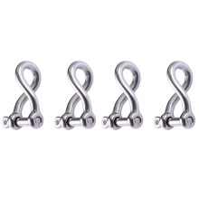 4Pcs Heavy Duty 4mm Twisted Shackle with Screw Pin 316 Stainless Steel Marine Boat Rigging