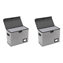2X Comic Book Storage Boxes, Back to School Fold Comic Short Box Case with Lid, Book Bin Container Holds 150 Comics Gray