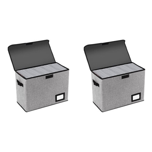 2X Comic Book Storage Boxes, Back to School Fold Comic Short Box Case with Lid, Book Bin Container Holds 150 Comics Gray