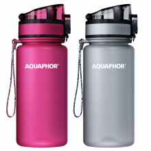 Aquaphor City 0,35L filterpatronflaske, to farver: pink og grå