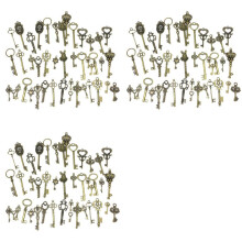 138Pcs Mix Kit Old Looking Retro Antique Brass Bronze Decorative Vintage Key for Steampunk Charms Pendant Jewelry