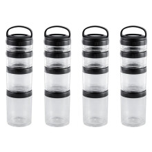 4X Stapelbare SnackbehäLter für Kinder und Erwachsene, 4 Stapelbare Snackbecher für Schule und Reisen, Transparent Schwarz