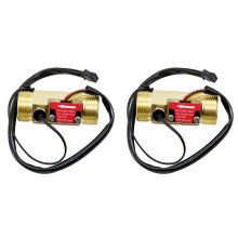 2X B6 Brass Water Flow Sensor Hall Effect Flow Meter Liquid Flow Rate Sensor Flow Detector with Temperature Probe