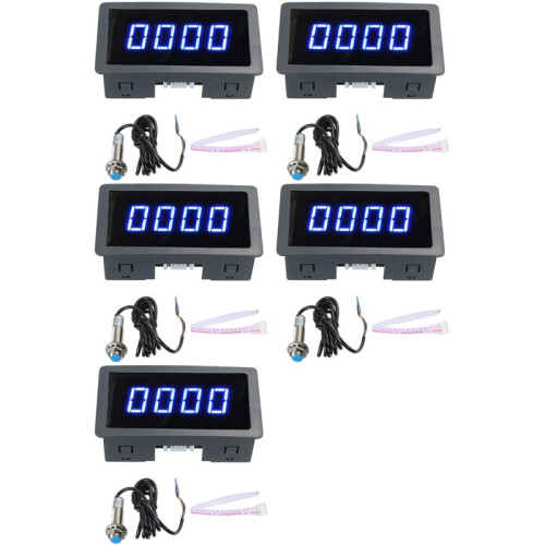 5X 4 Digital LED  Tachometer RPM Speed Meter+Hall Proximity  Sensor NPN