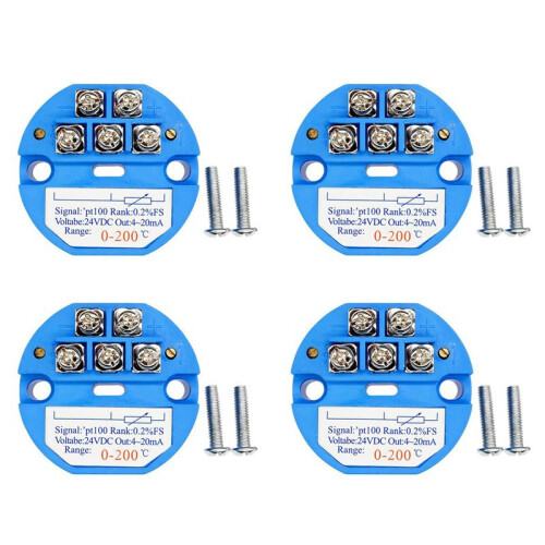 4X PT100 0-200 Degree Temperature Sensing Transmitter 4-20MA Output  Mounted Temperature Transmitter