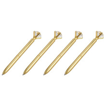 4X Kawaii Ballpoint Pen Alloy Pen with Large Diamond Black Refill Pen Fashion School Office Supplies, Gold