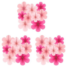 27X Paper Fan Flower Set Party Decorations Paper Fans, Floral Pom Poms, and Garlands for Weddings, Birthdays