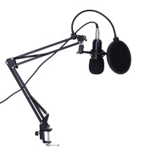 Condenser Microphone Mic Kit Live Studio Sound Recording Mount Boom Stand Black gold