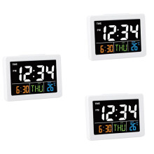 3X Sveglia Elettronica da Tavolo con Display LCD un Colori di Grandi Dimensioni con Visualizzazione Della Data Della Temperatura
