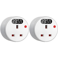 2X Countdown Timer Plug Socket, Digital Plug with LED Display, 1 Min-24H Adjustable Countdown  UK Plug