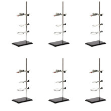 6X Laboratory Grade Metalware Support Stand, Cork Lined Burette Clamp with 2 Retort Ring (2inch,3inch Dia)
