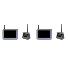 2X Caméra de Recul à Aimant Solaire Sans Fil avec Moniteur de vue Arrière de 5 Pouces pour Camping-Cars, Camion, Remorque, Camping-Car
