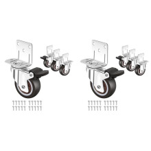 Side Mount Casters,Casters Set of 8 with Brake,L-Shape Plate Small Wheels for Furniture,Cabinet Casters,1 in(L-Shape)